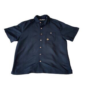 Caribbean Men's Casual Button Front Shirt XL Black Embroidered Bass Fish 288E